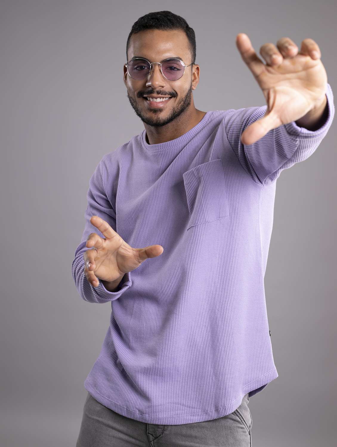 men lavender regular fit plain t-shirt