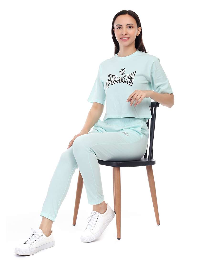 women light blue t-shirt & jogger co-ords - 21143934 -  Standard Image - 4