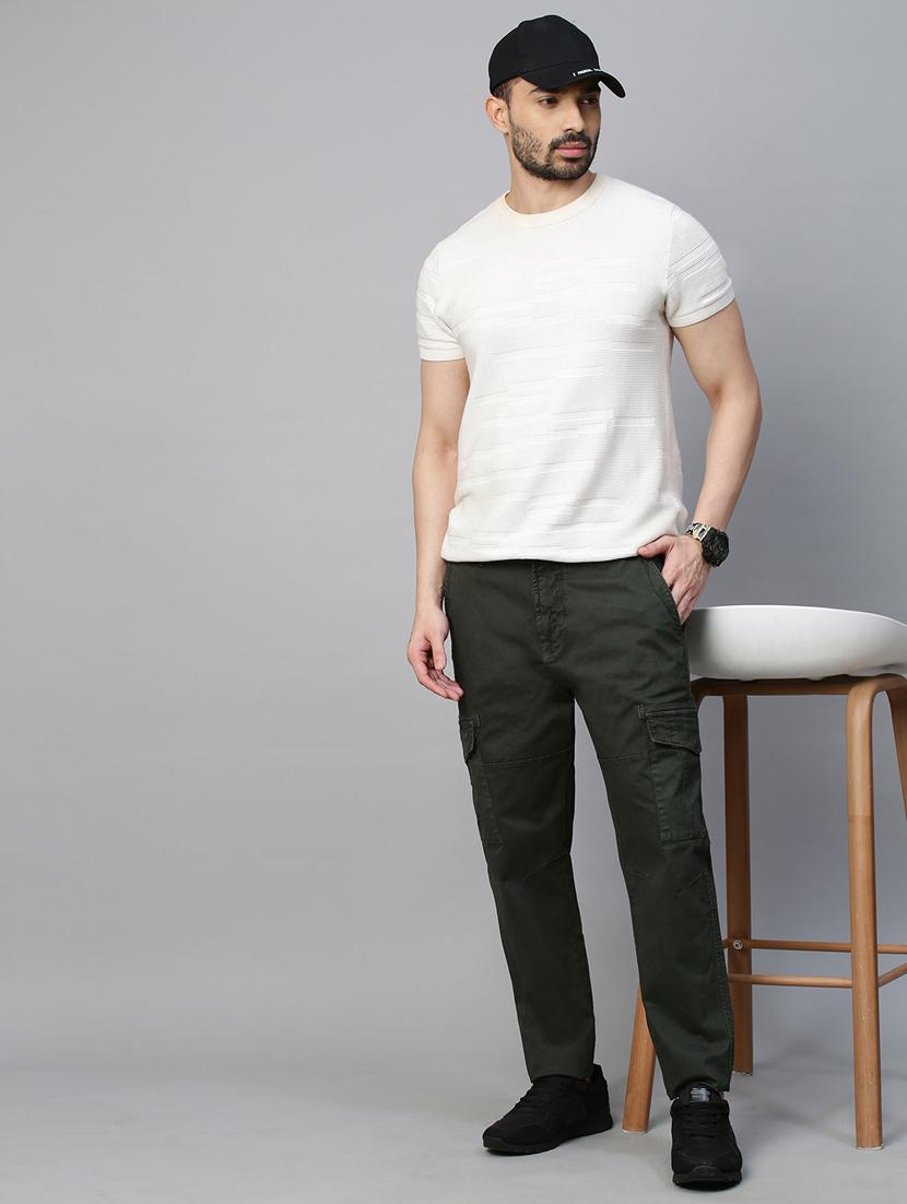 solid green casual cargo trouser - 21143942 - Standard Image - 4