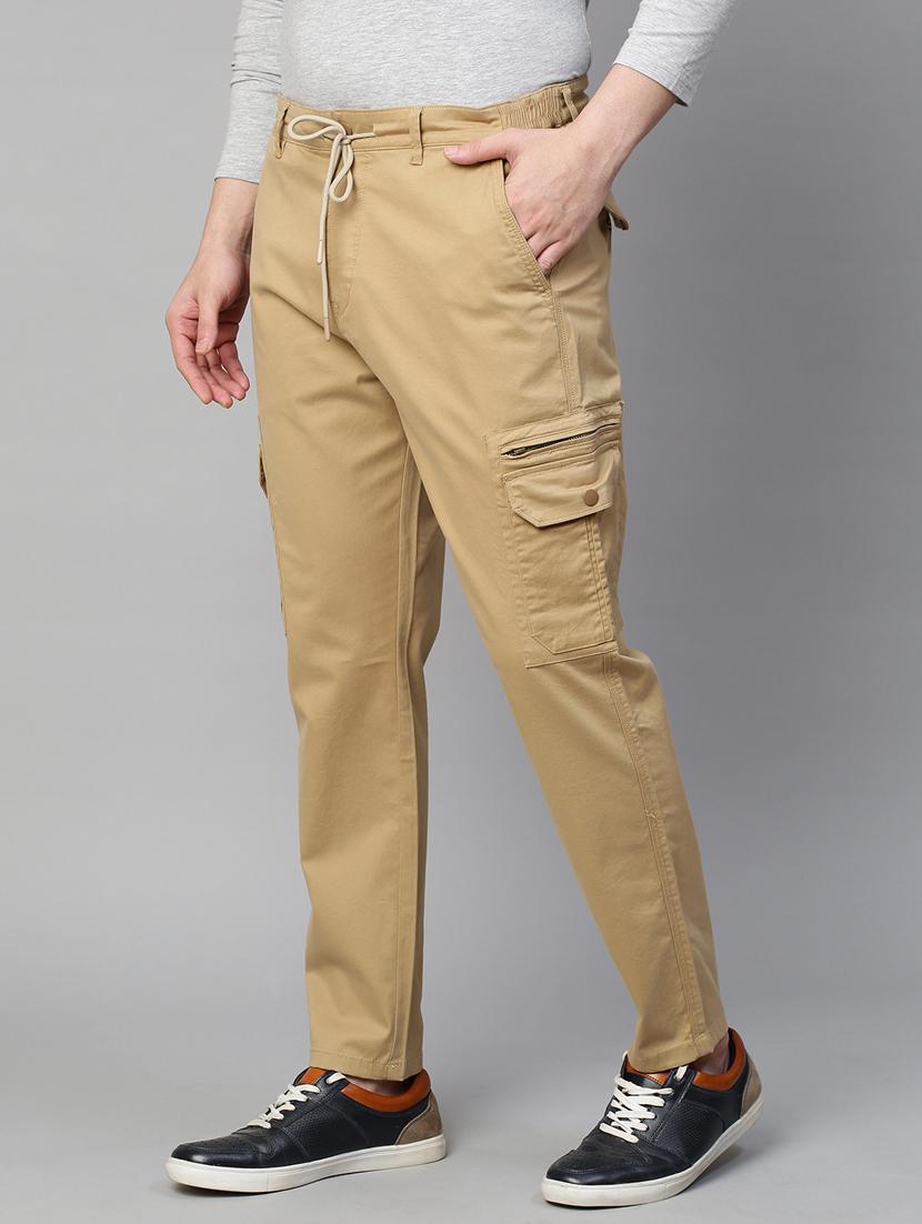 solid khaki casual cargo trouser - 21143946 - Standard Image - 1
