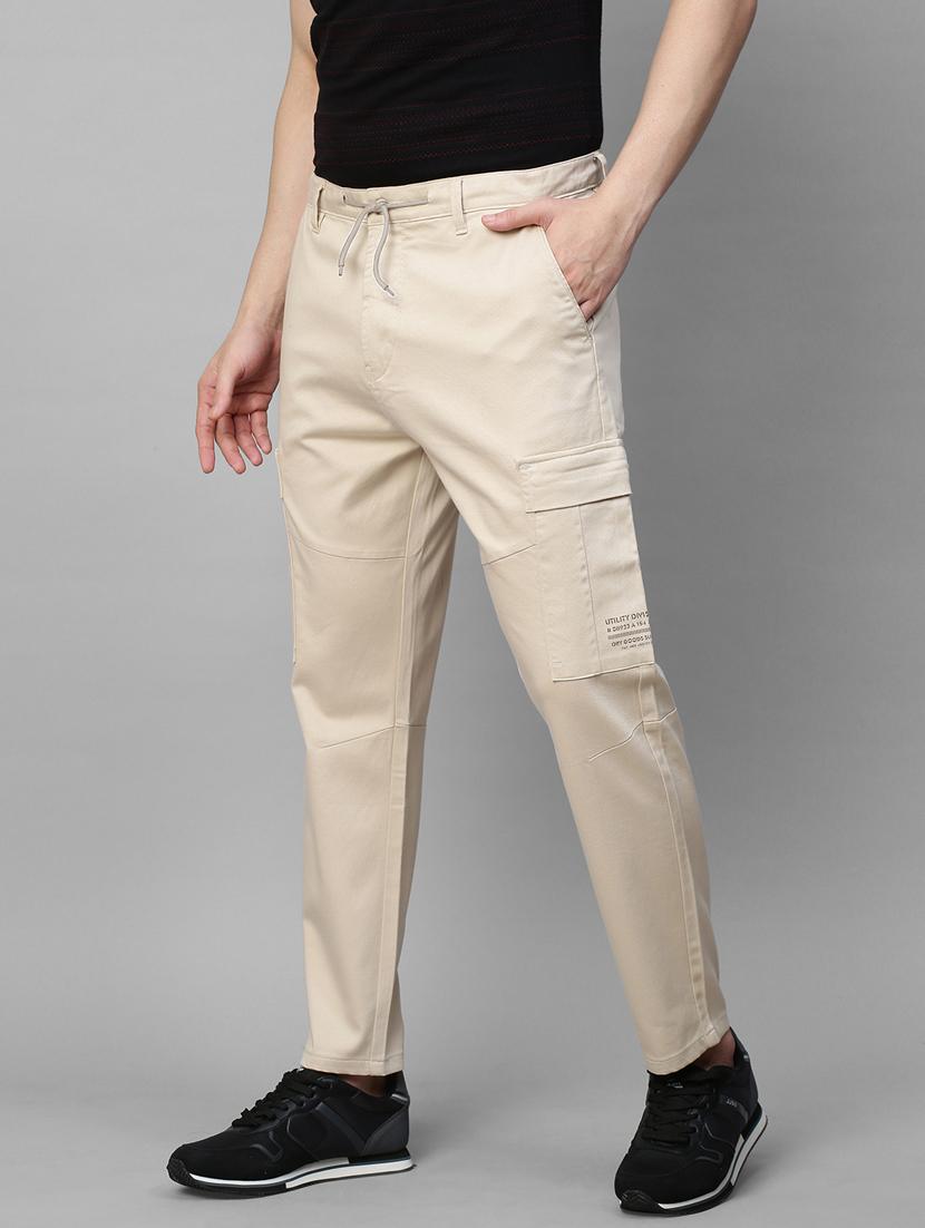 solid beige casual cargo trouser - 21143952 - Standard Image - 1