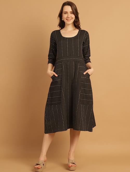 black printed a-line dress - 21144004 -  Standard Image - 0