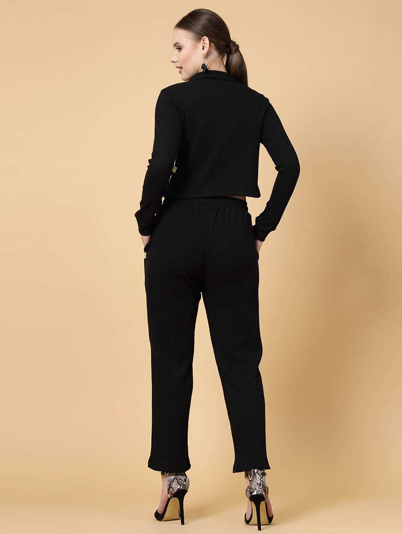 black cotton blend top and trouser co-ord set - 21144009 -  Standard Image - 4