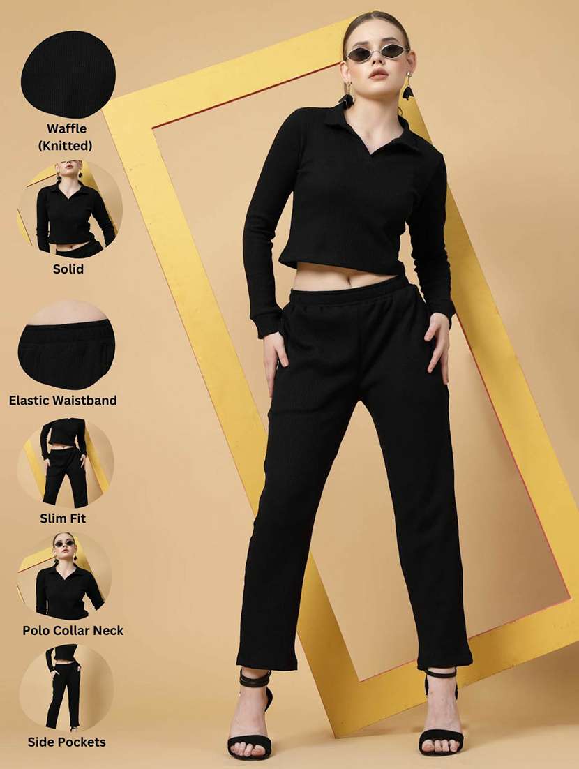 black cotton blend top and trouser co-ord set - 21144009 -  Standard Image - 6