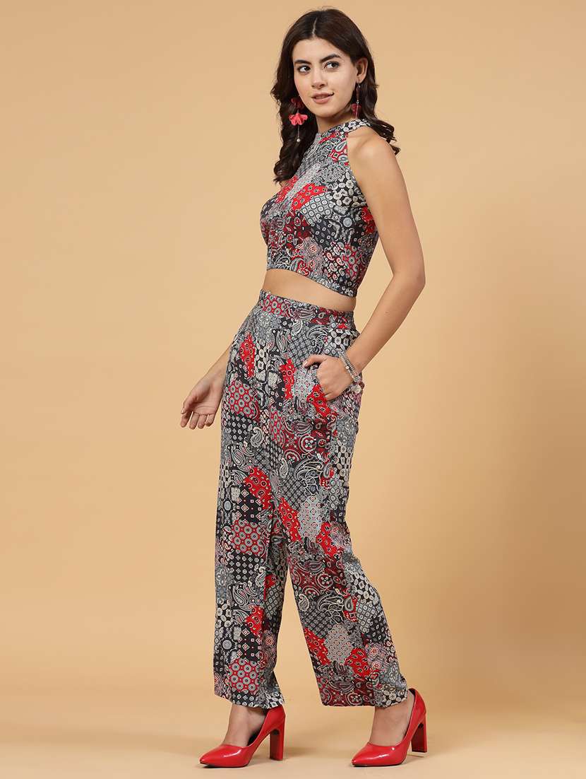 black rayon top and trouser co-ord set - 21144016 -  Standard Image - 1