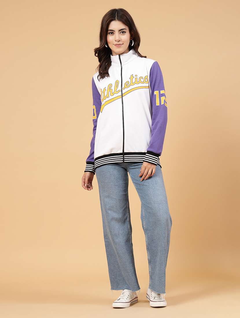 white fleece colourblocked varsity jacket  - 21144434 -  Standard Image - 6