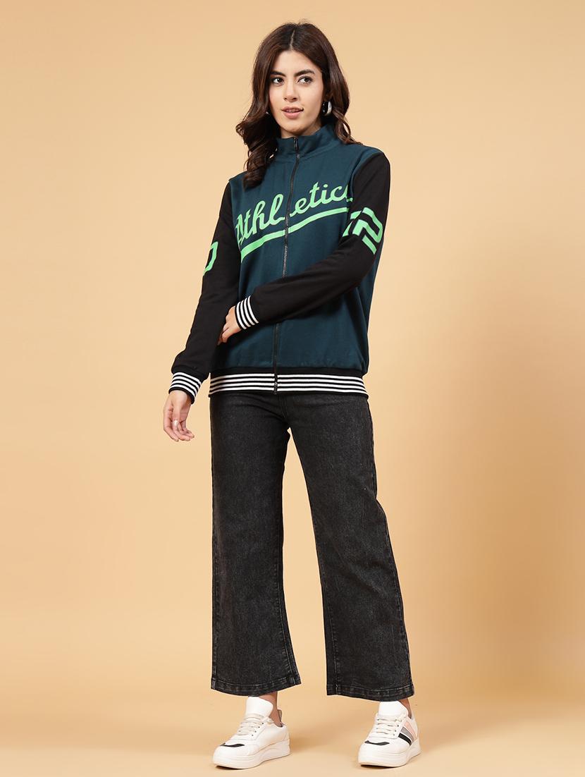teal fleece colourblocked varsity jacket - 21144435 - Standard Image - 6