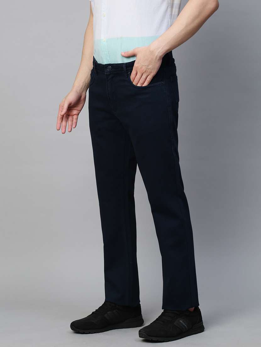 men navy blue chinos casual trousers - 21144441 -  Standard Image - 1