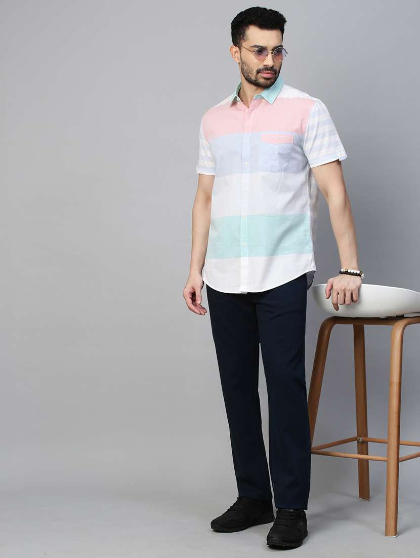 men navy blue chinos casual trousers - 21144441 - Standard Image - 4