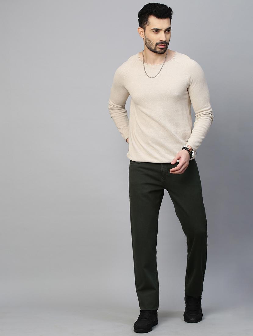 solid green casual chinos trouser - 21144442 - Standard Image - 4