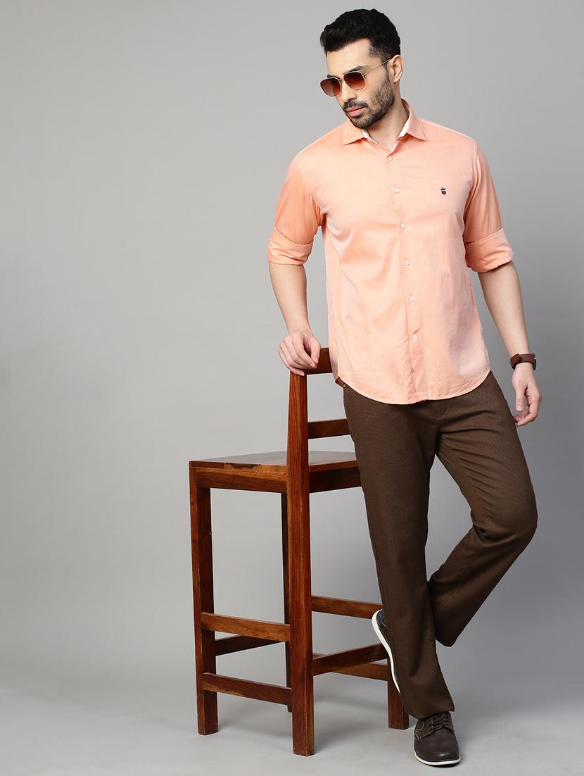 men brown solids chinos casual trousers - 21144448 - Standard Image - 4