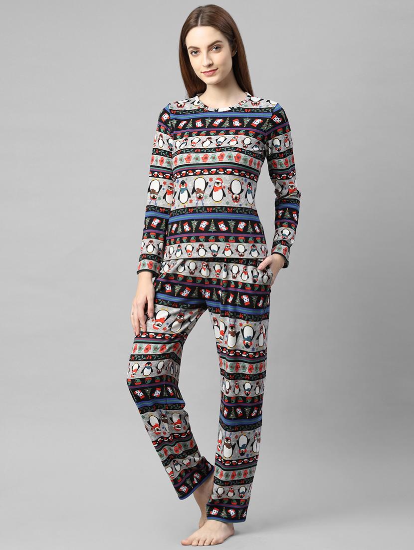 grey cotton printed pajama - 21144561 - Standard Image - 4