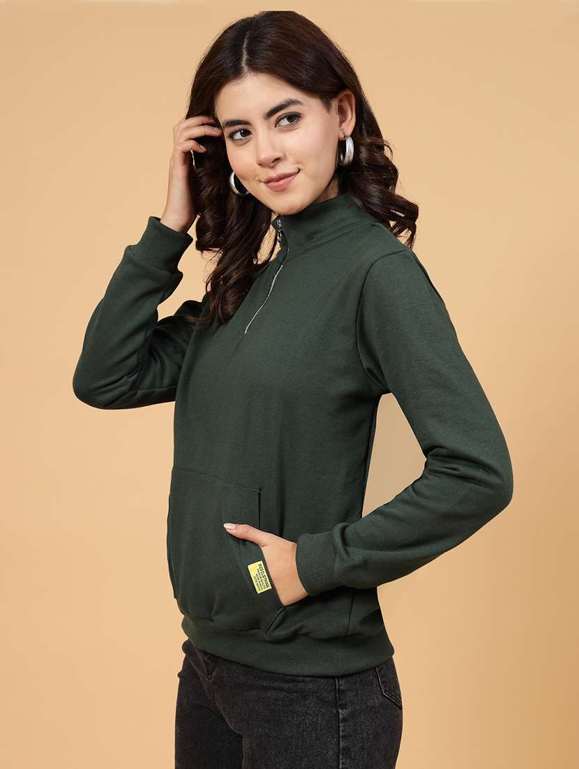 green fleece back print sweatshirt - 21144575 -  Standard Image - 1