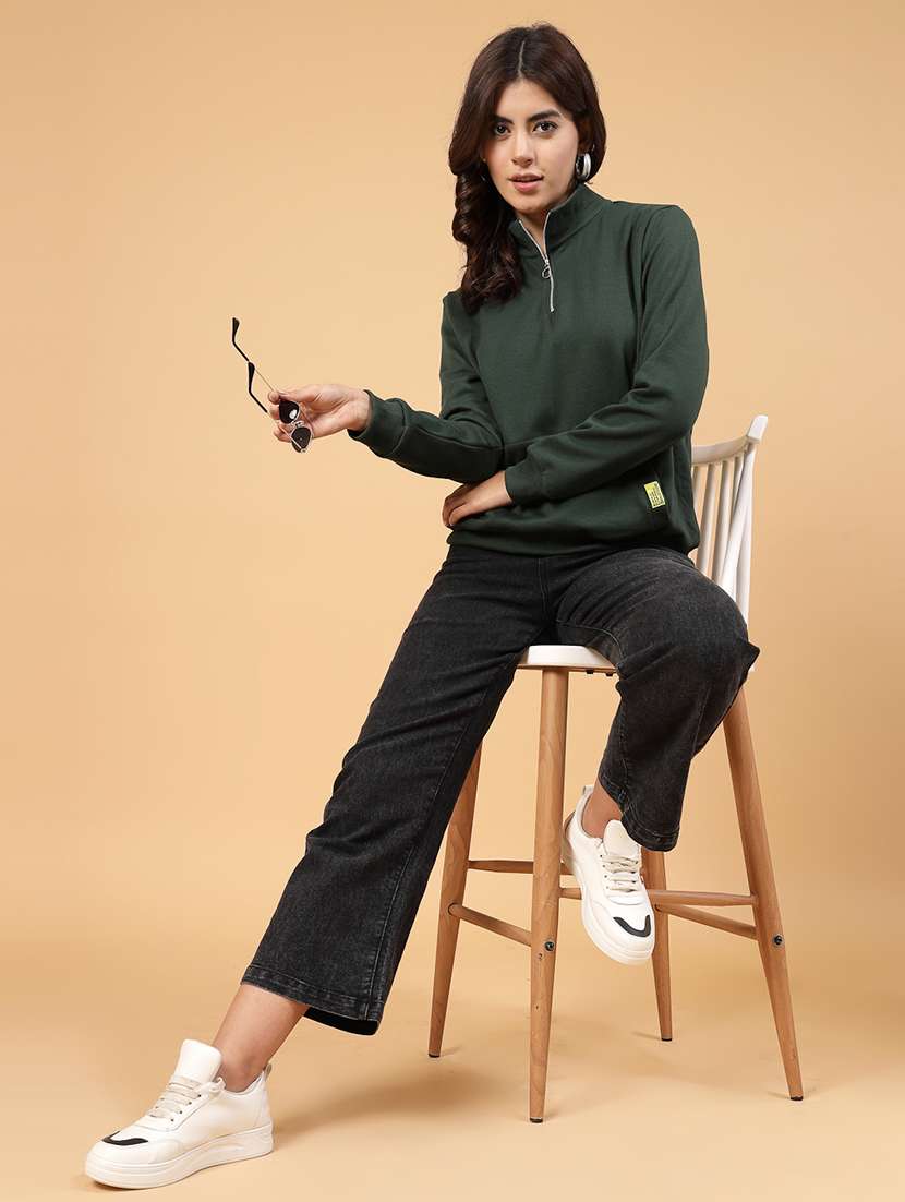 green fleece back print sweatshirt - 21144575 -  Standard Image - 6