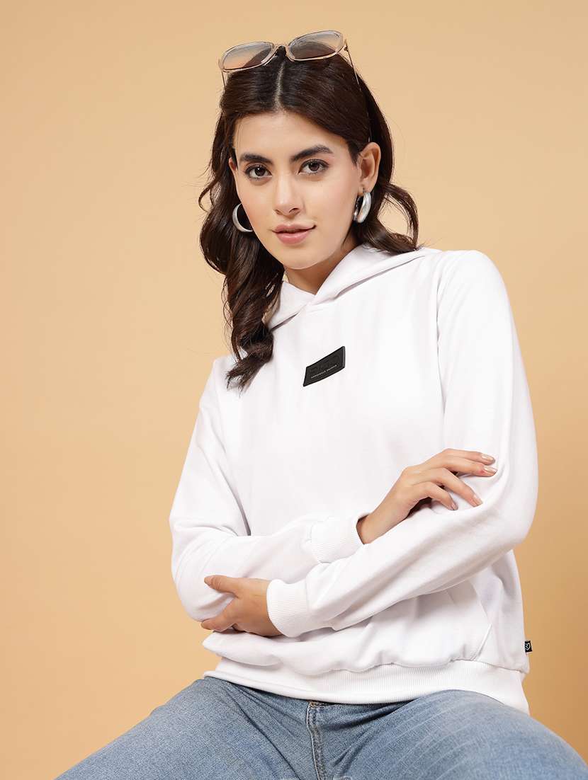 white fleece back print sweatshirt - 21144579 -  Standard Image - 4