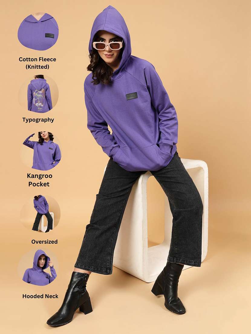 purple fleece back print sweatshirt - 21144582 -  Standard Image - 1