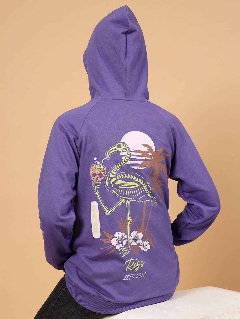 purple fleece back print sweatshirt - 21144582 -  Standard Image - 6