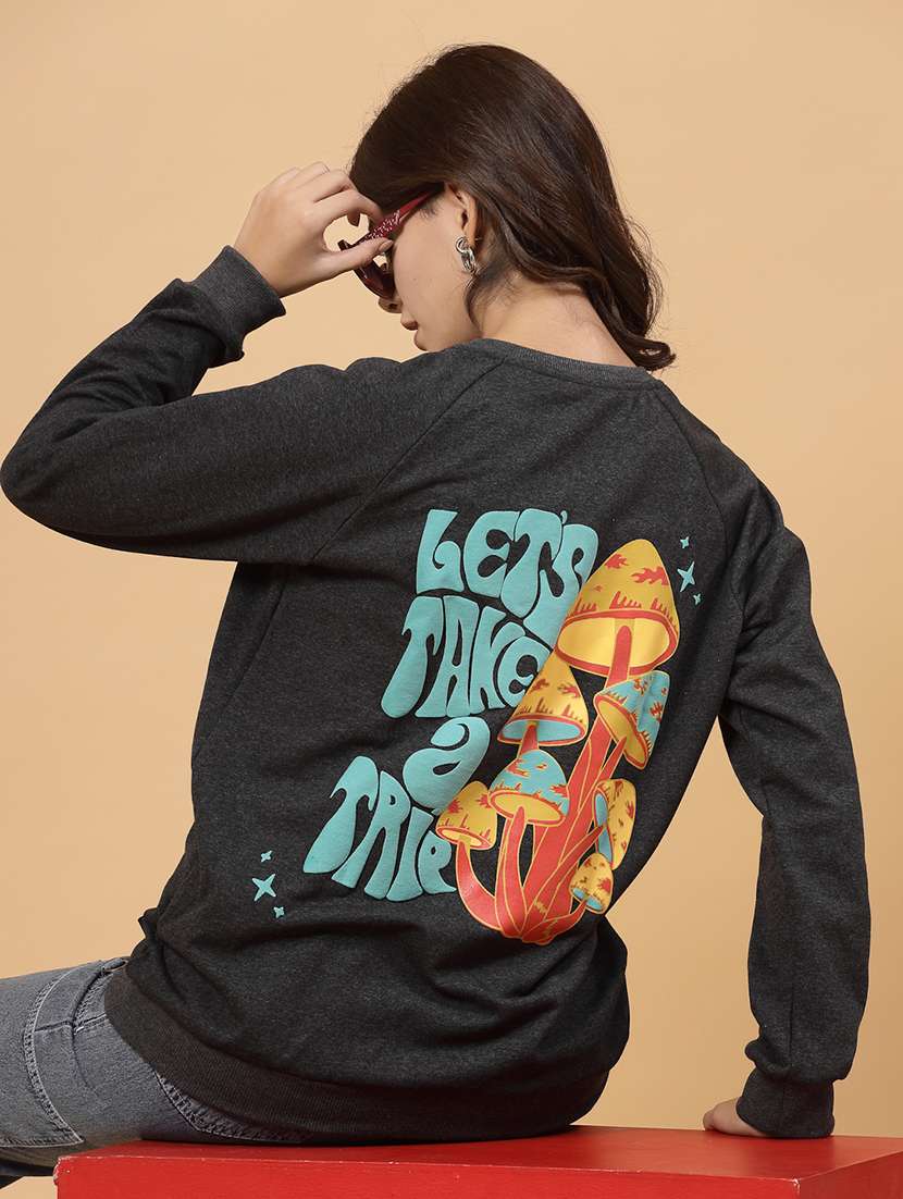 charcoal fleece back print sweatshirt - 21144586 - Standard Image - 6