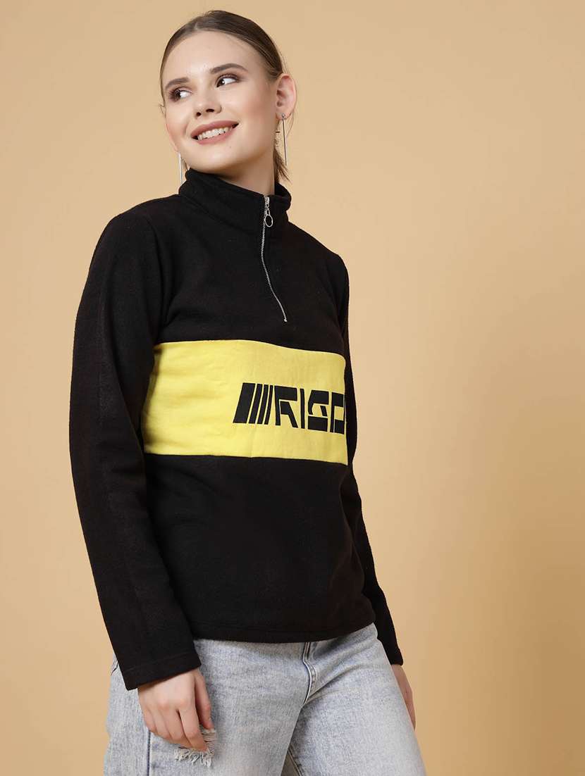 black fleece front print sweatshirt - 21144587 - Standard Image - 1