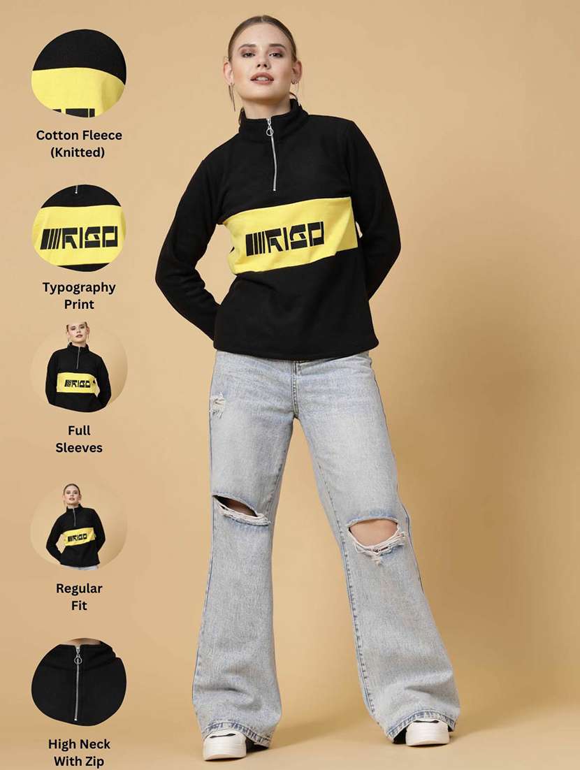 black fleece front print sweatshirt - 21144587 - Standard Image - 4