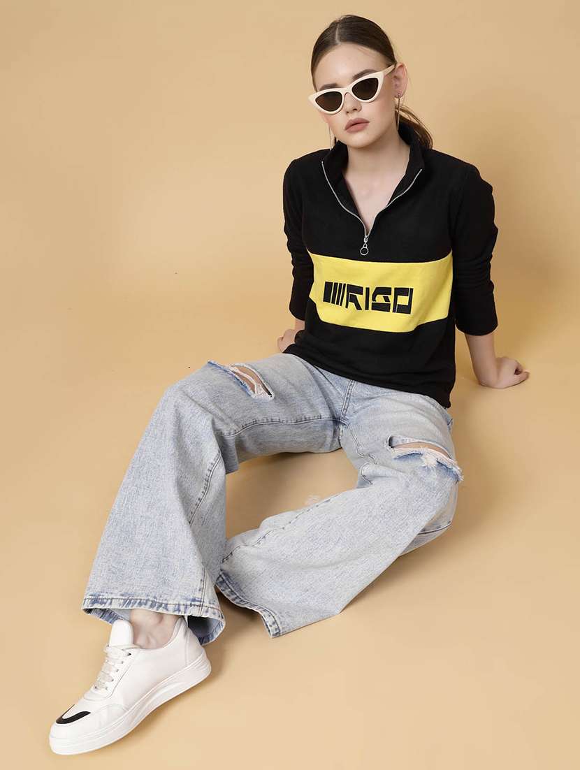 black fleece front print sweatshirt - 21144587 - Standard Image - 6