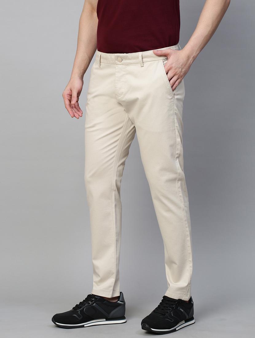 solid cream casual trouser - 21144897 -  Standard Image - 1