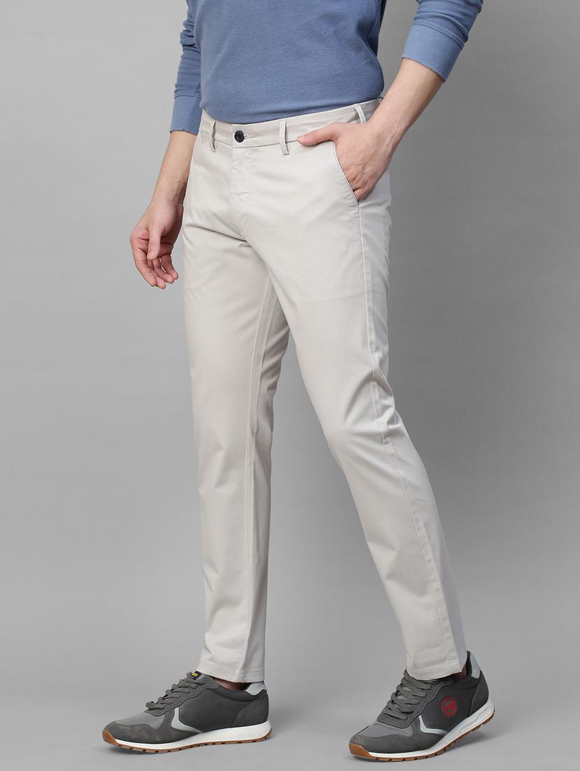 men grey solids flat front casual trousers - 21144901 - Standard Image - 1