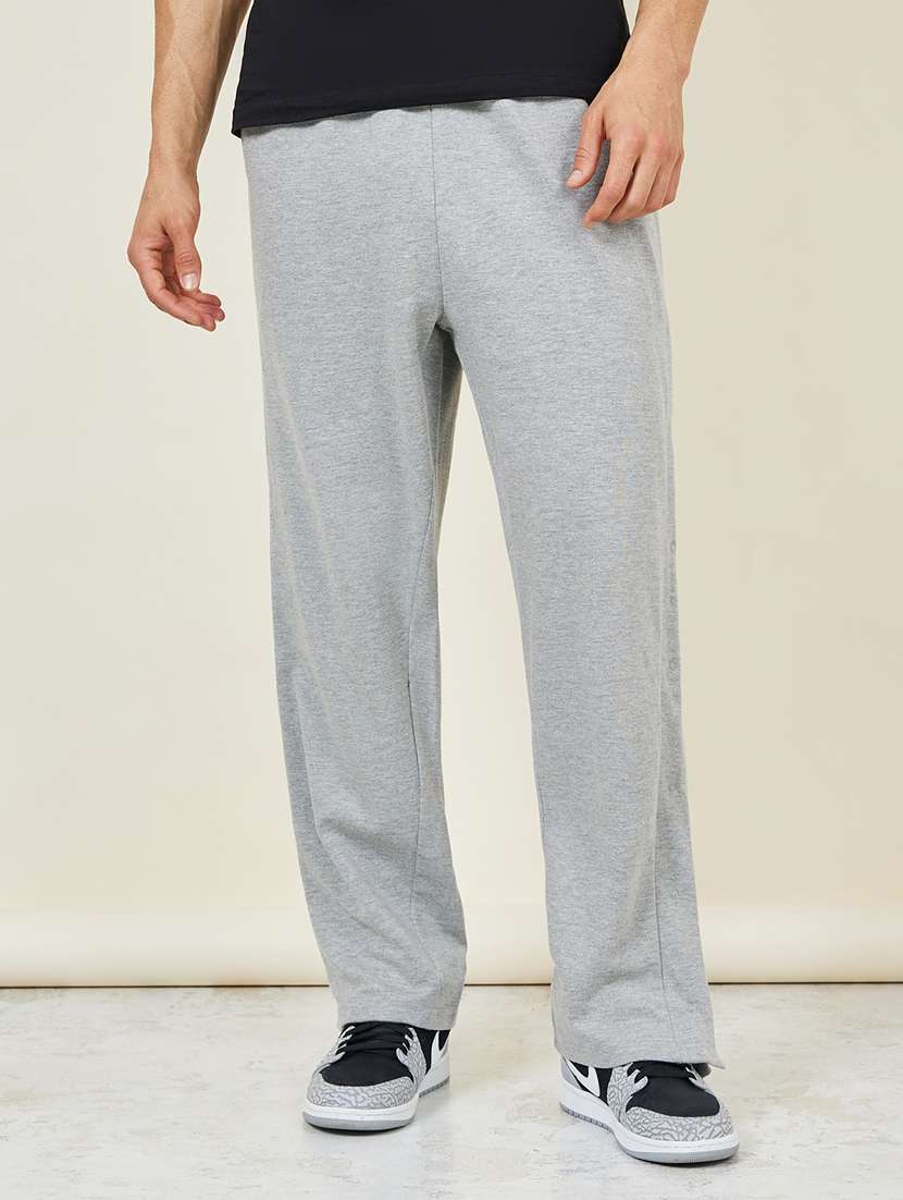 men mid rise cotton full length track pant