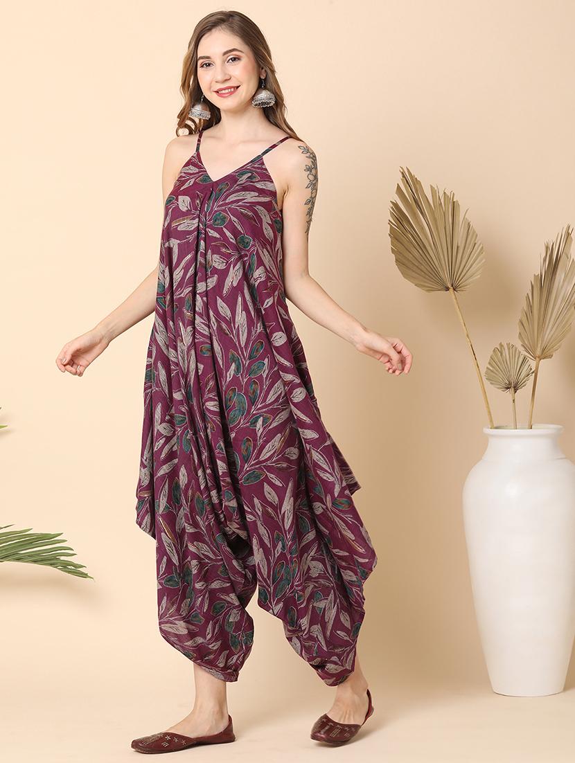 globus women purple allover printed dhoti style jumpsuit - 21145013 - Standard Image - 1
