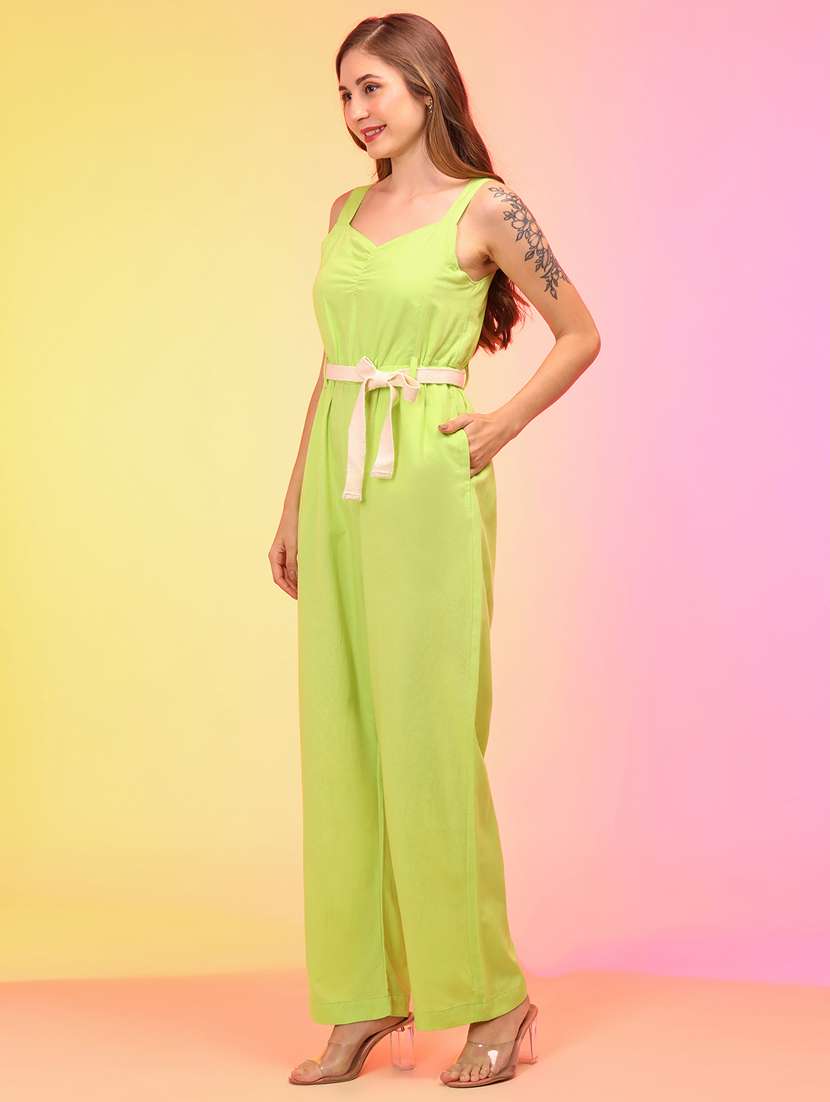 globus women lime sweetheart neck waist tie-ups jumpsuit - 21145015 - Standard Image - 1