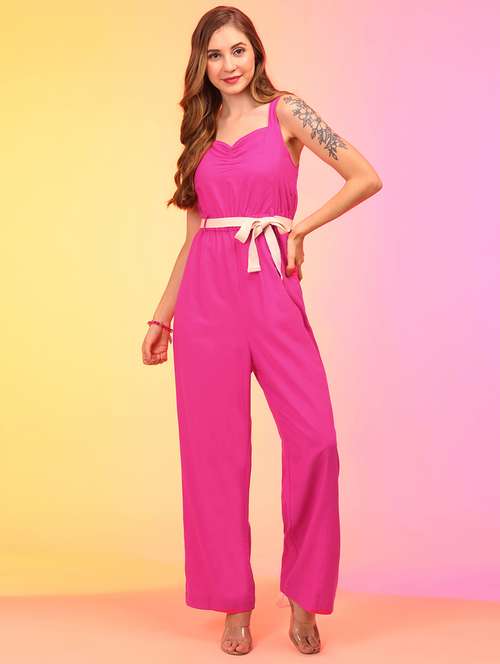 solid pink full length jumpsuit - 21145016 -  Standard Image - 0