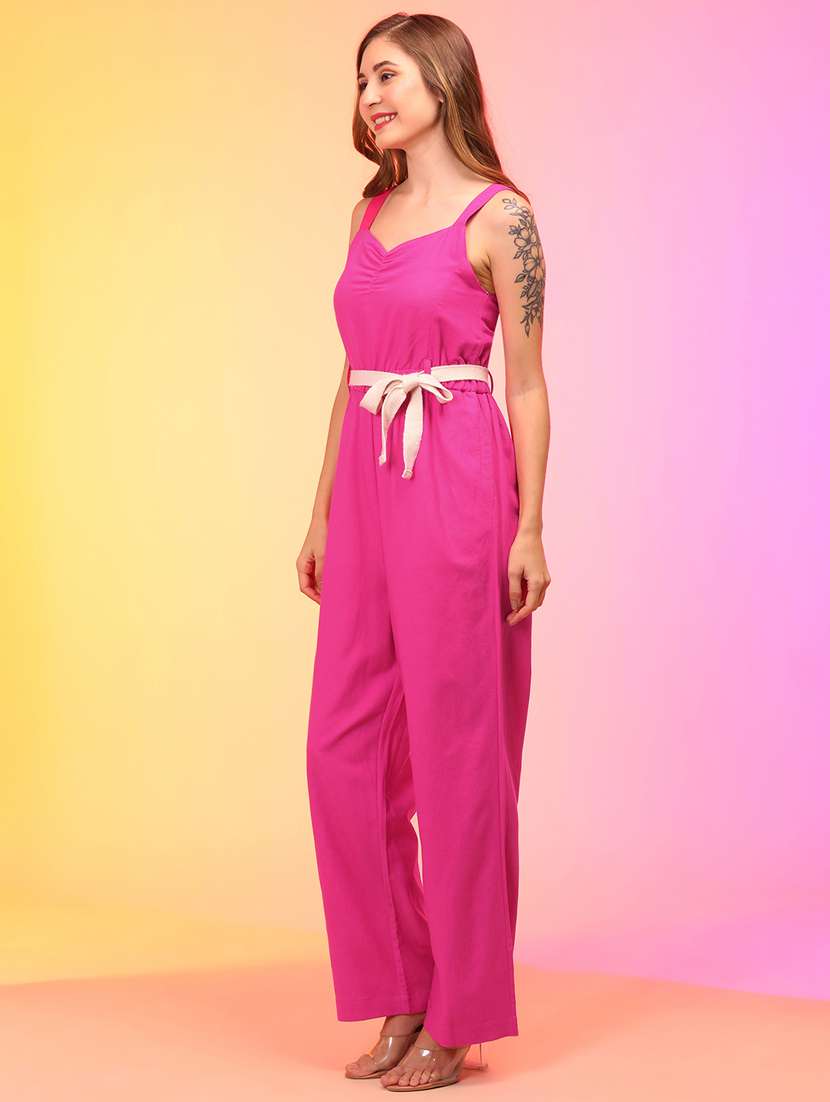 solid pink full length jumpsuit - 21145016 - Standard Image - 1