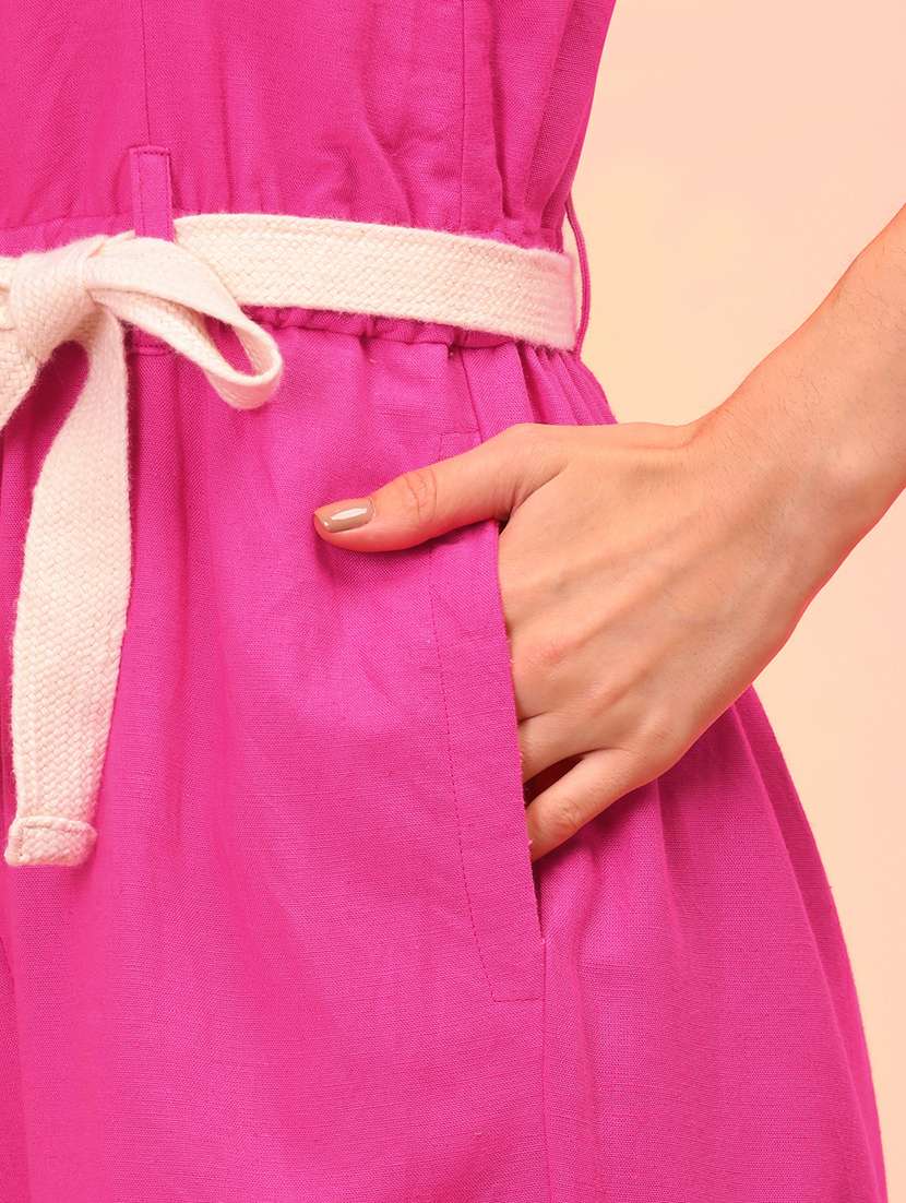 solid pink full length jumpsuit - 21145016 - Standard Image - 4