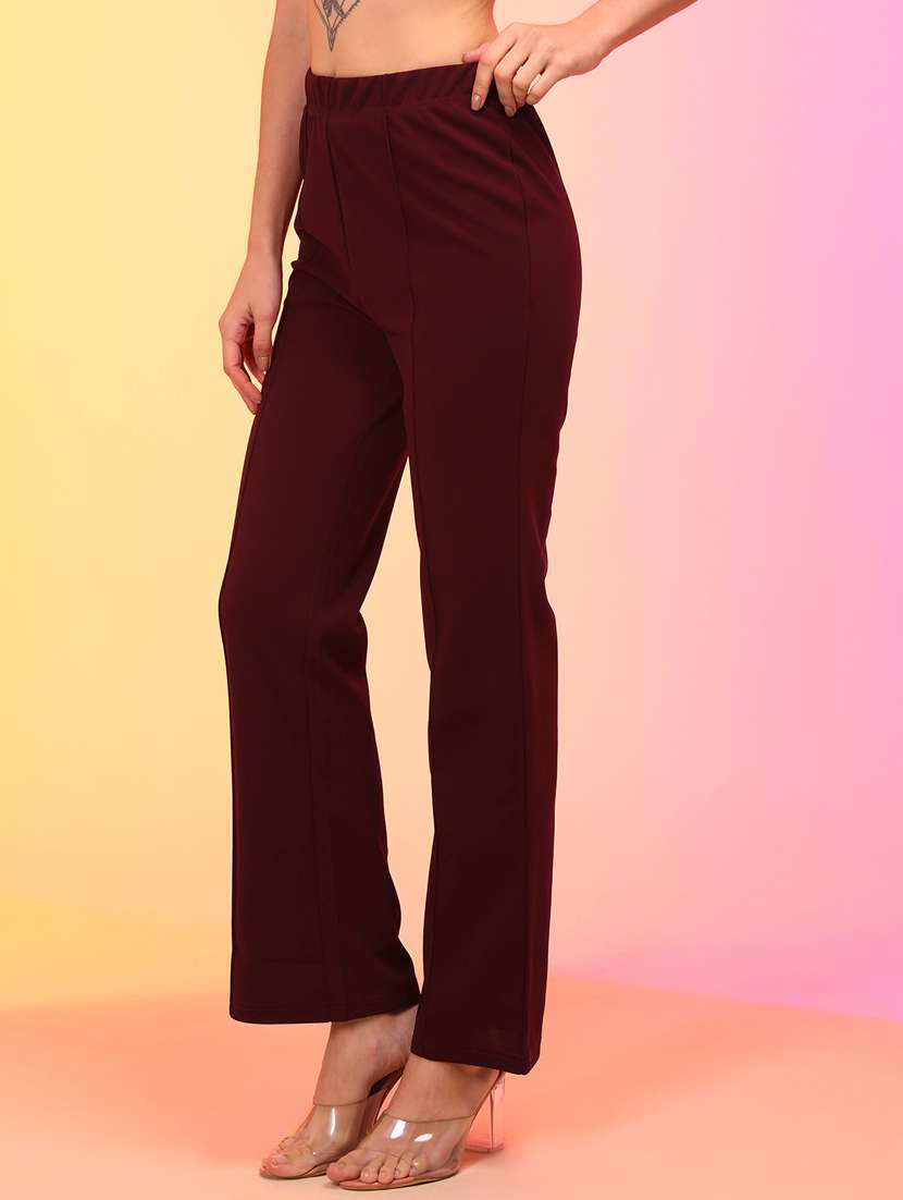solid maroon bootcut trouser - 21145023 - Standard Image - 1