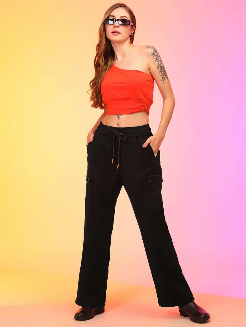 solid black cargo trouser
