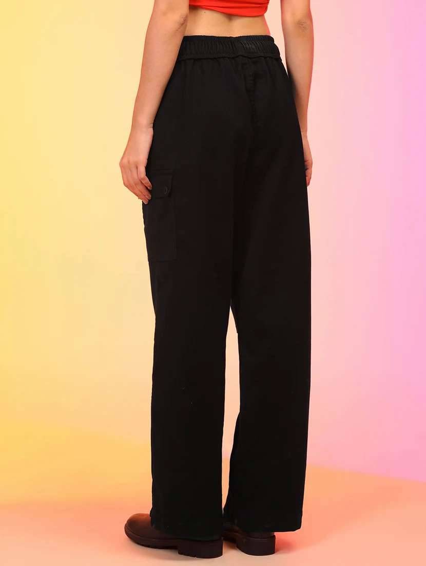 solid black cargo trouser - 21145024 -  Standard Image - 4