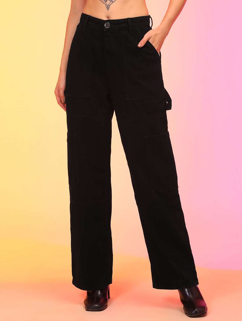 solid black straight fit jeans - 21145027 - Zoom Image - 0