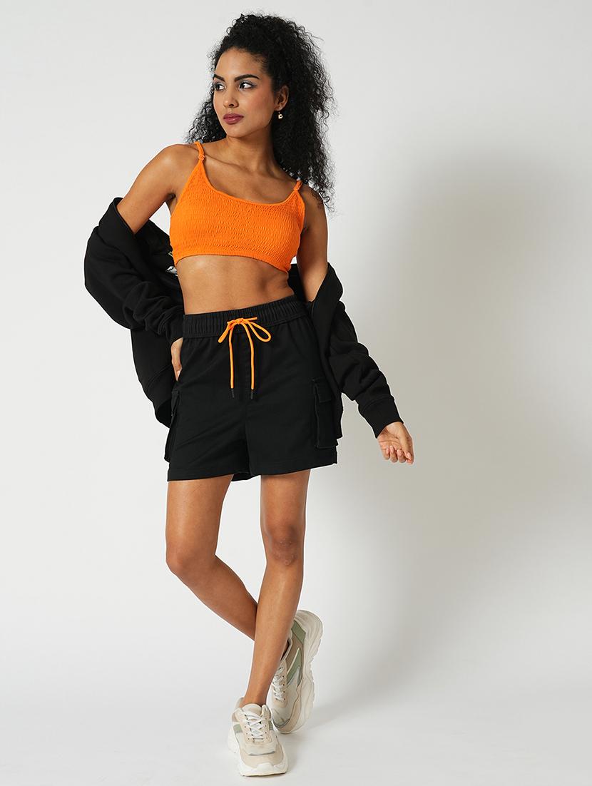 women black polyester regular shorts - 21145033 - Standard Image - 4