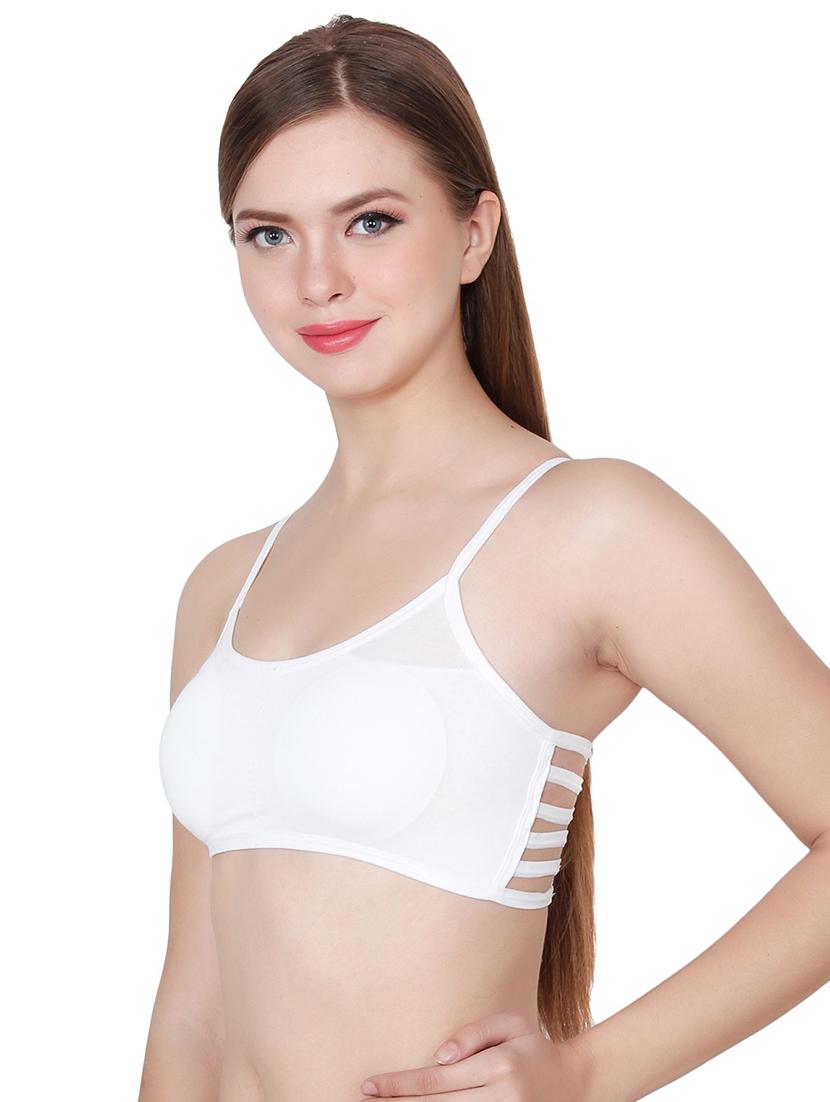 solid white cotton blend bralette bra - 21145113 - Standard Image - 1