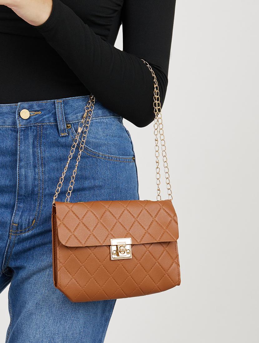 women textured leatherette sling bag - 21145187 - Standard Image - 4