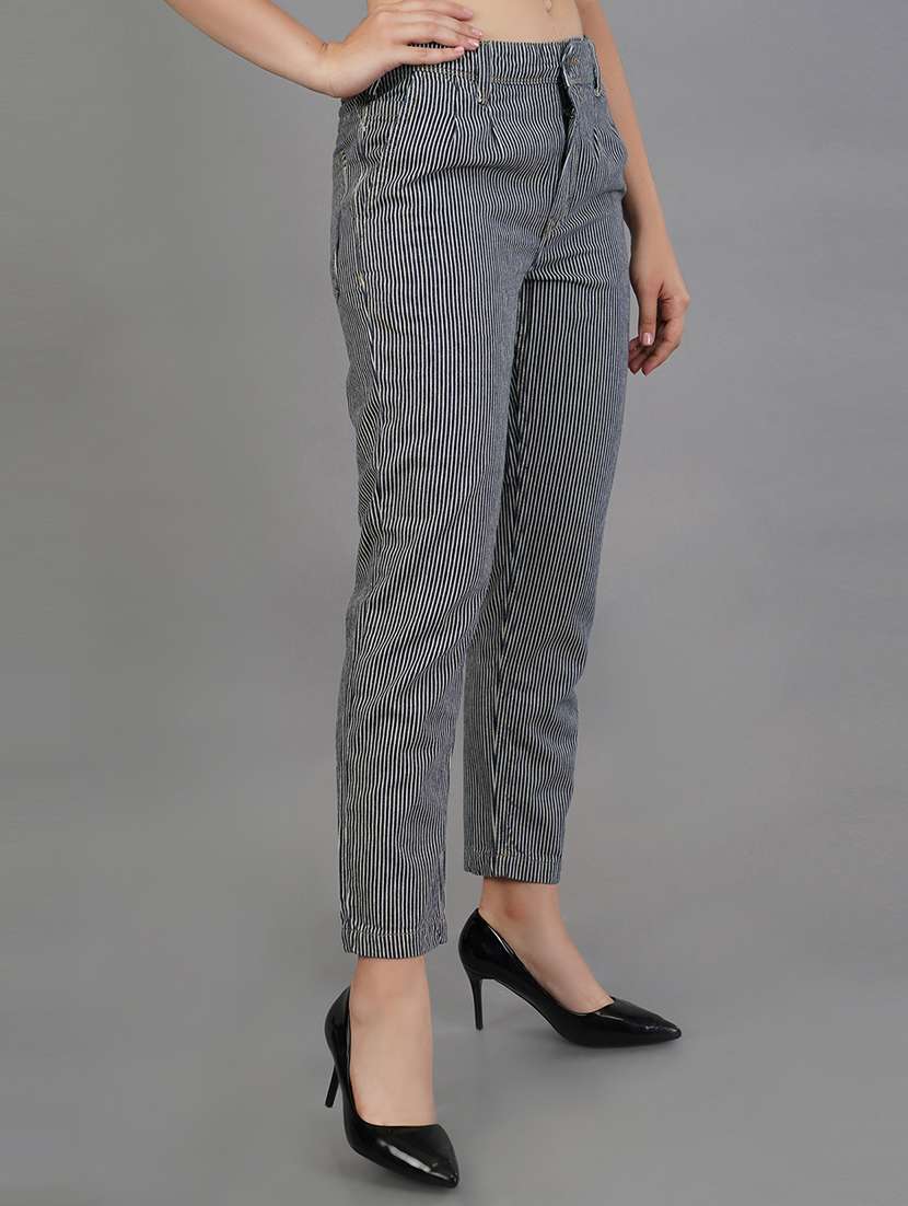 white & black striped pleated trouser - 21145205 -  Standard Image - 1