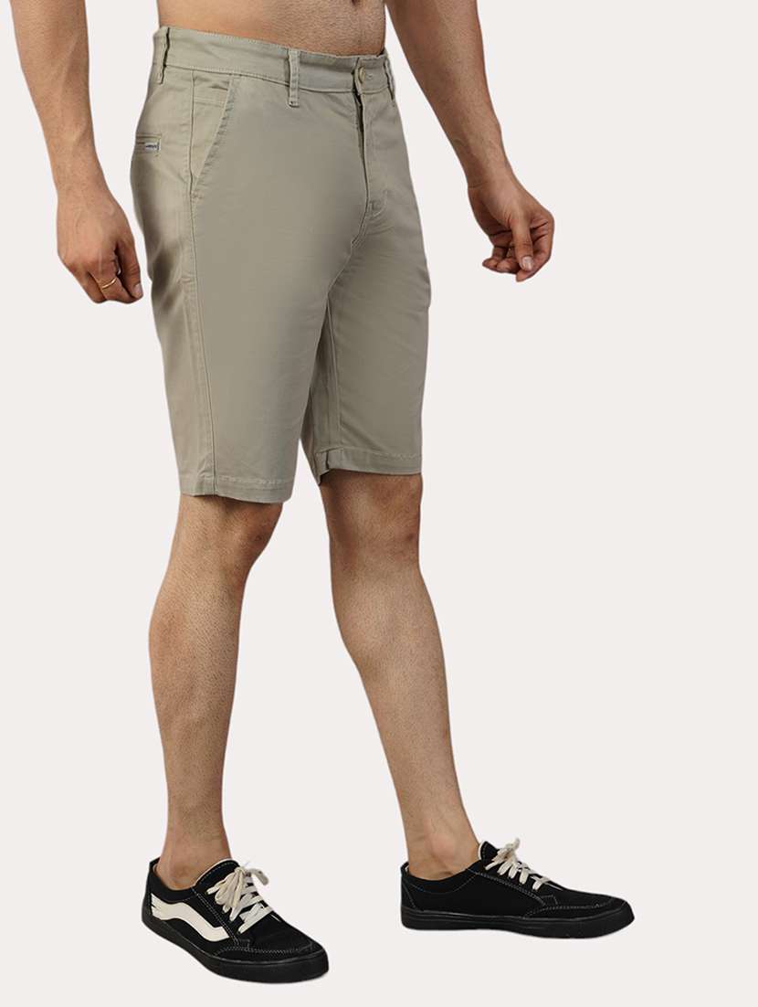 men beige solids shorts - 21145233 -  Standard Image - 1