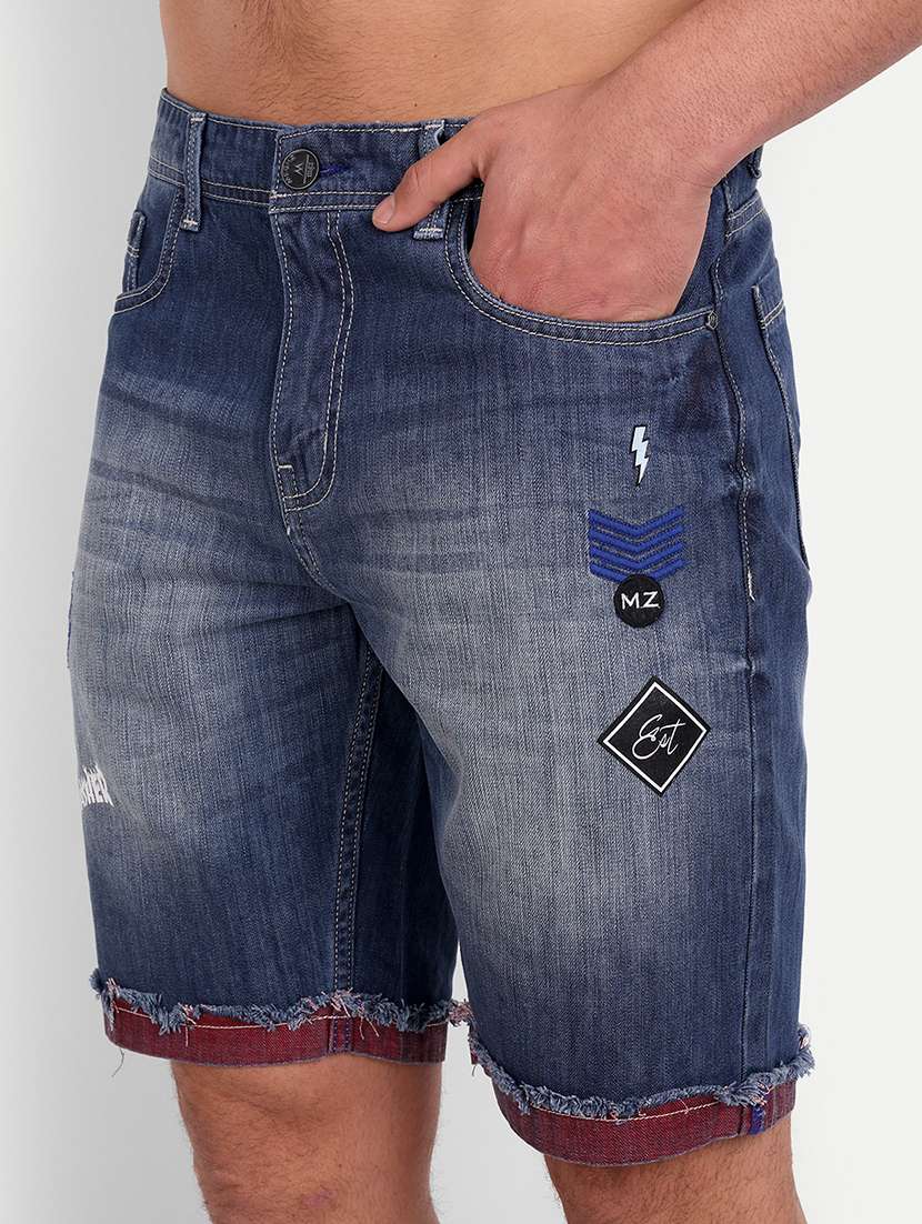 men blue denim shorts - 21145239 - Standard Image - 4