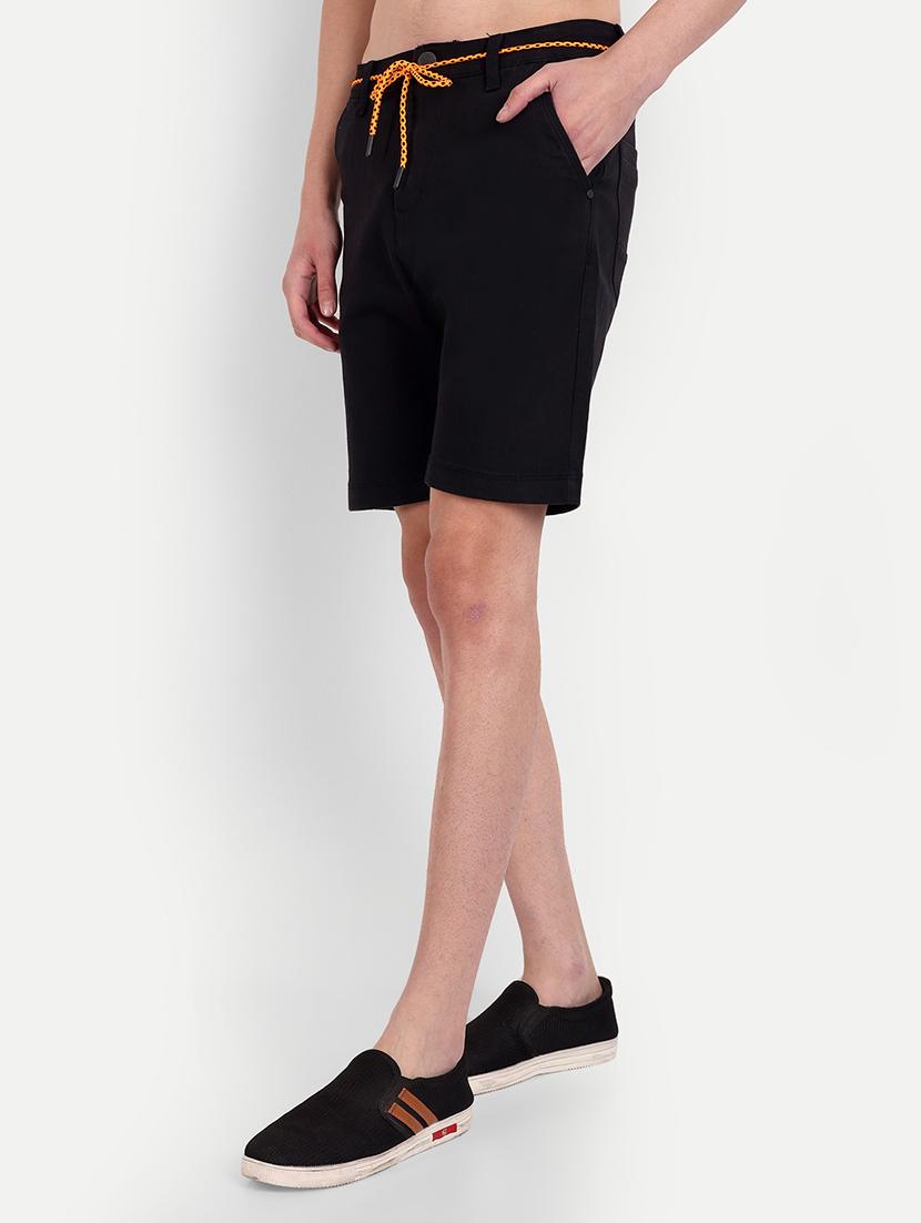 solid black denim shorts - 21145246 - Standard Image - 1