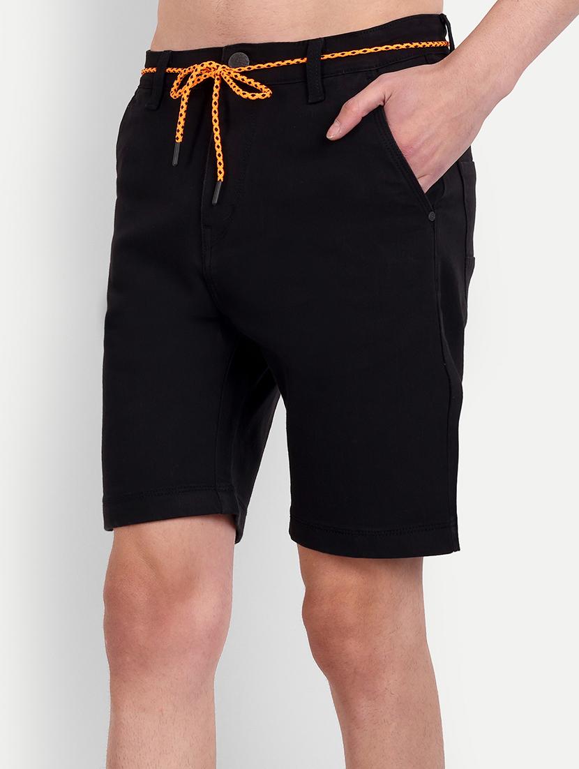 solid black denim shorts - 21145246 - Standard Image - 4