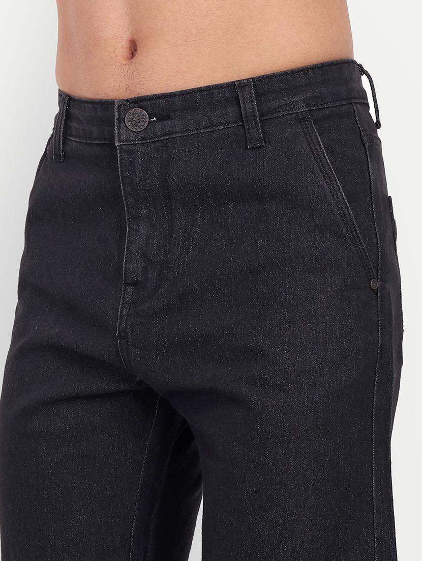 solid black denim shorts - 21145251 - Standard Image - 4