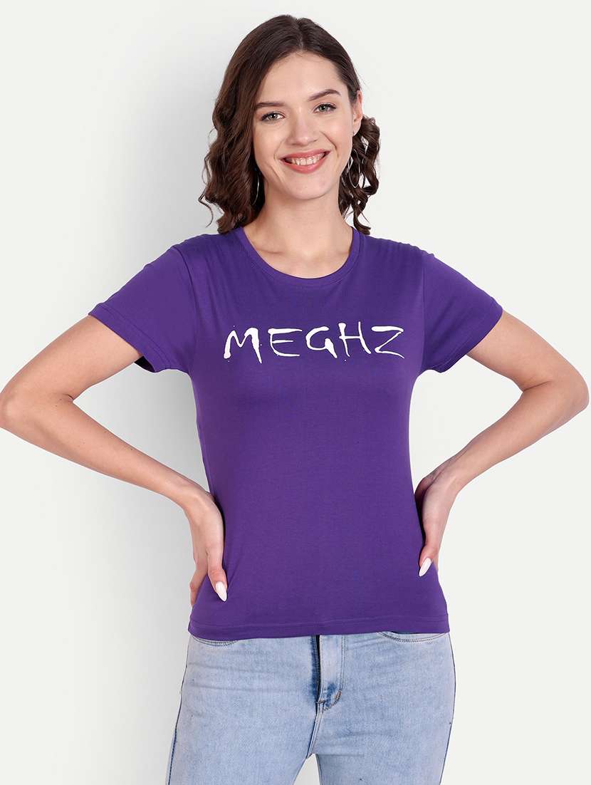 purple chest printed regular t-shirt