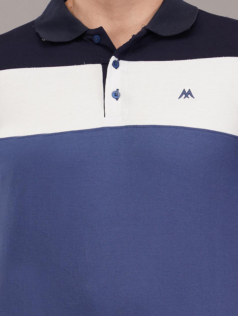 blue colourblocked polo t-shirt - 21145269 - Standard Image - 4