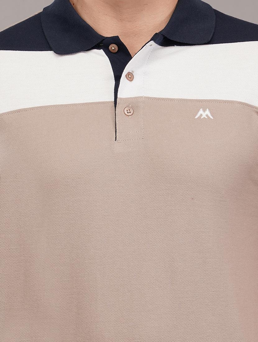 nude brown front taped detailed polo t-shirt - 21145273 - Standard Image - 4
