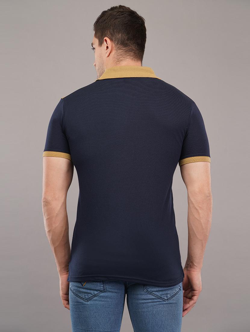 navy blue front taped detailed polo t-shirt - 21145275 -  Standard Image - 1